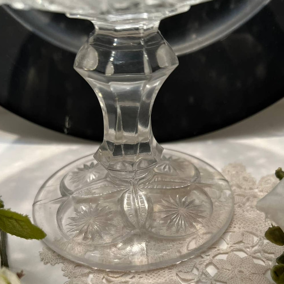 American Brilliant Period Crysyal Cut Glass compote, candy, fruit, floral. - Picture 3 of 7